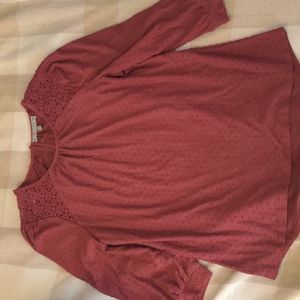 Daniel Rainn mauve Swiss dot lace top